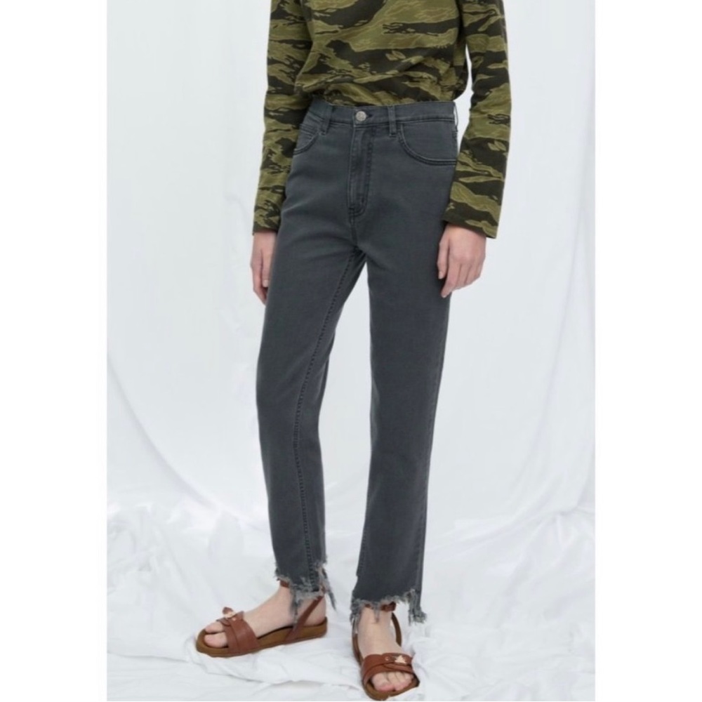 NWT Anthropologie Jeans Grey High Rise Straight Leg Size 28